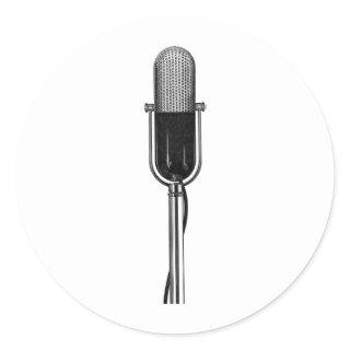 Vintage Music, Old Fashioned Retro Microphone Classic Round Sticker