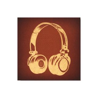 Vintage Music Themed Retro Headphones Art Canvas Print
