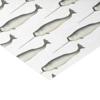 Vintage Narwhal Narwhale Drawing #3 Tissue Paper