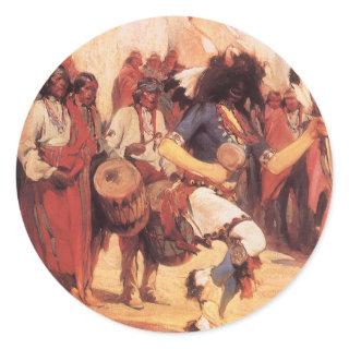 Vintage Native Americans Buffalo Dancer by Cassidy Classic Round Sticker
