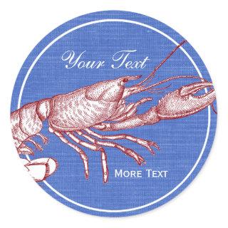 Vintage Nautical Red Lobster Custom Beach House Classic Round Sticker