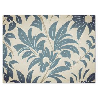 Vintage Navy Blue Retro Mid Century Bold Floral Tissue Paper