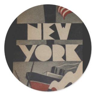 Vintage New York Travel Classic Round Sticker