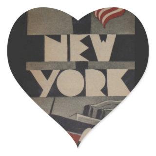 Vintage New York Travel Heart Sticker