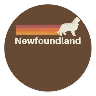 Vintage Newfoundland Retro Mom Dad Dog  Classic Round Sticker