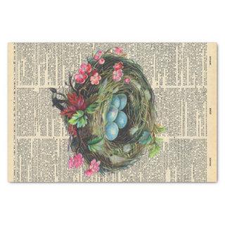 Vintage Newspaper with Birds Nest Decoupage Tissue Paper