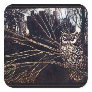 Vintage Night Owl Rackham Square Sticker