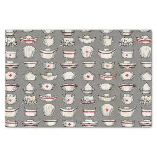 Vintage Nurse Caps Gray Pattern Tissue Paper