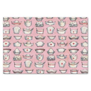 Vintage Nurse Caps Pink Pattern Tissue Paper