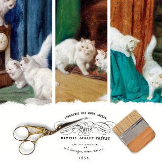 Vintage Nursery White Kittens Cat Decoupage   Sheets