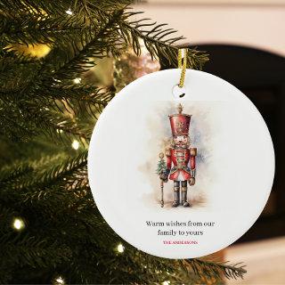 Vintage Nutcracker & Merry Christmas Ceramic Ornament