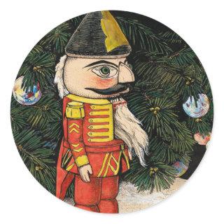 Vintage Nutcracker Under Christmas Tree Classic Round Sticker