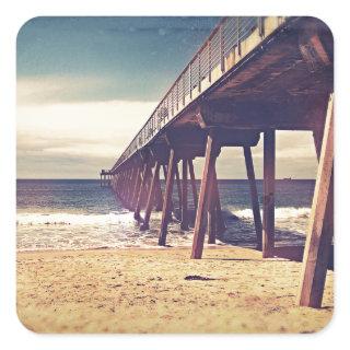 Vintage Ocean Pier Square Sticker