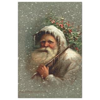Vintage Old Father Christmas in Snow  Tissue Paper