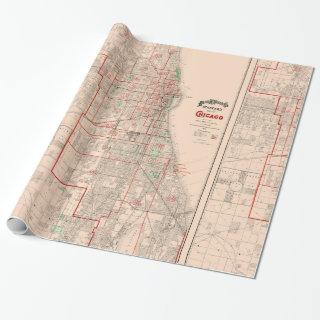 Vintage Old Map of Chicago - 1893