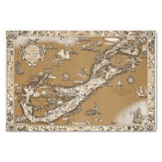 Vintage Old Map of the Bermuda Islands Sepia Tone Tissue Paper