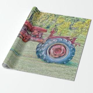 Vintage Old Red Rustic Farm Tractor
