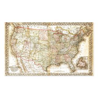 Vintage Old United States USA General Map Rectangular Sticker