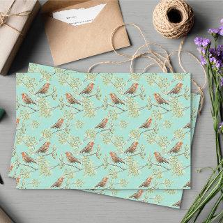 Vintage Painted European Robin Bird Pattern Tissue Paper