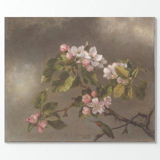 Vintage Painting Hummingbird and Apple Blossoms
