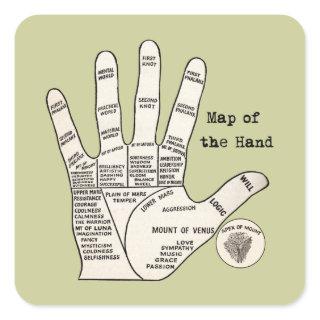 Vintage palm reading palmistry fortune square sticker