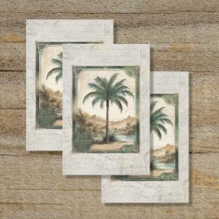 Vintage Palm Tree Ocean Beach Ephemera 2 Decoupage Tissue Paper