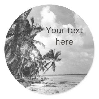 Vintage Palm Trees Custom Text Classic Round Sticker