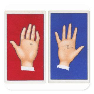Vintage Palmistry Hands Left and Right Square Sticker
