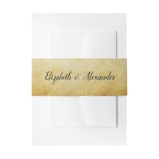 Vintage Parchment Elegant Calligraphy Wedding Invitation Belly Band