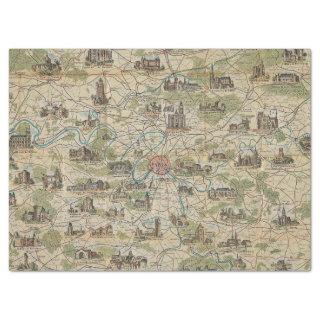 Vintage Paris France Map Tissue Paper or decoupage