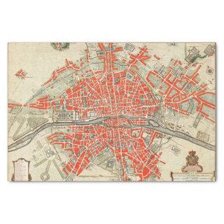 Vintage Paris travel map. Old city. Retro France Tissue Paper