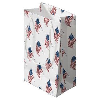 Vintage Patriotic American Flag Waving in the Wind Small Gift Bag