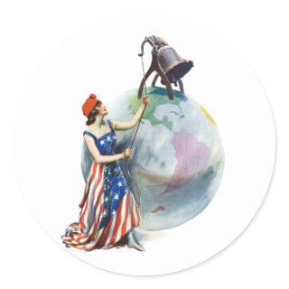 Vintage Patriotic Lady Liberty Magazine Cover Art Classic Round Sticker
