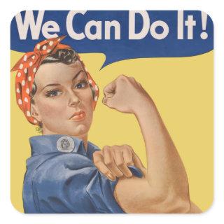 Vintage Patriotic Rosie the Riveter, We Can Do It! Square Sticker