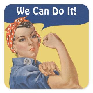 Vintage Patriotic Rosie the Riveter, We Can Do It! Square Sticker