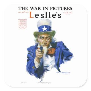 Vintage Patriotic Uncle Sam Magazine Cover Art Square Sticker