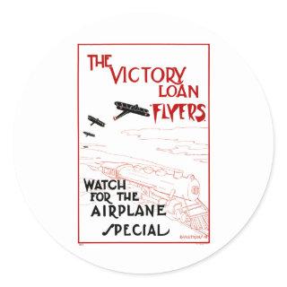 Vintage Patriotic, Victory Loan Flyers Airplanes Classic Round Sticker