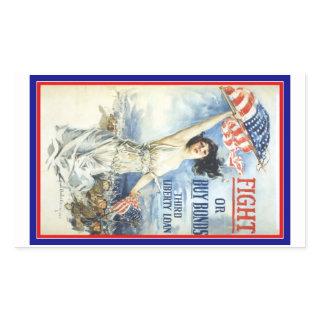 Vintage Patriotic Woman w American Flag Poster Art Rectangular Sticker