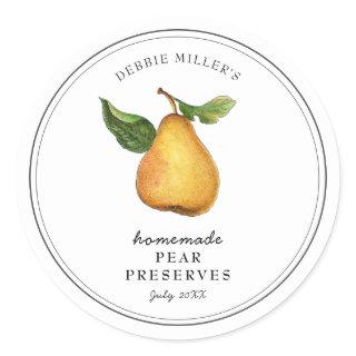 Vintage Pear Preserve Jam jar Canning label