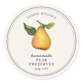 Vintage Pear Preserve Jam jar Canning label
