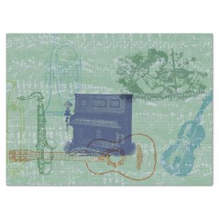 Vintage Piano and Other Musical Instruments Tissue Paper