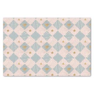 Vintage Pink Blue Checkerboard Playing Card Suits Tissue Paper