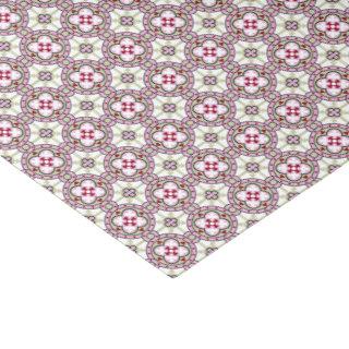 Vintage Pink Red Barcelona Tile Flower Ribbon Tissue Paper