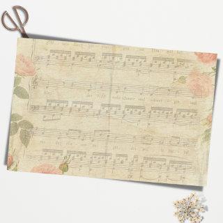 Vintage Pink Rose and Music Sheet Tissue Paper