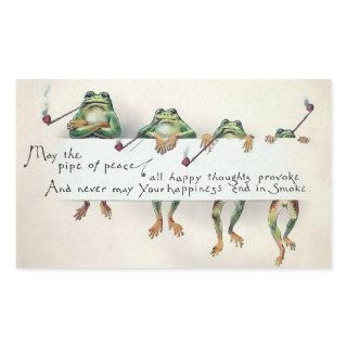 Vintage Pipe Smoking Frogs Stickers