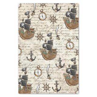 Vintage Pirate Ship Letter Nautical Decoupage Tissue Paper
