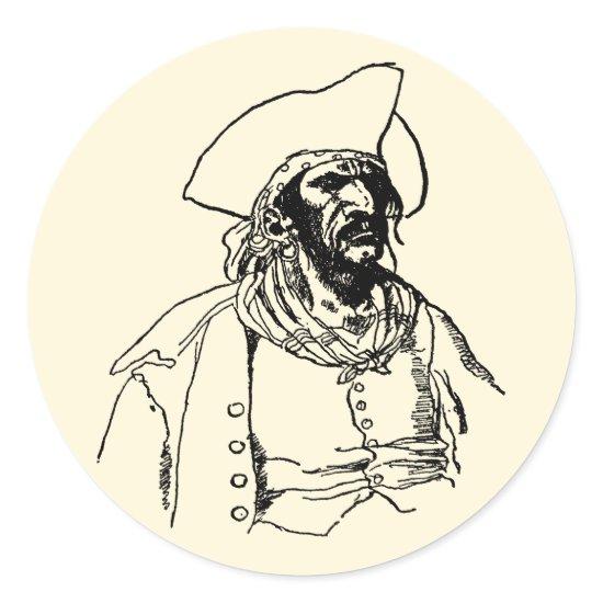 Vintage Pirates, a Buccaneer Sketch by Howard Pyle Classic Round Sticker