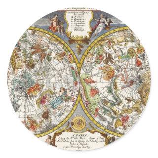 Vintage Planisphere Star Map by Nicholas de Fer Classic Round Sticker