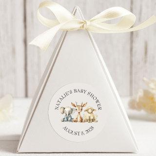 Vintage Plush Nursery Animals Baby Shower Classic Round Sticker