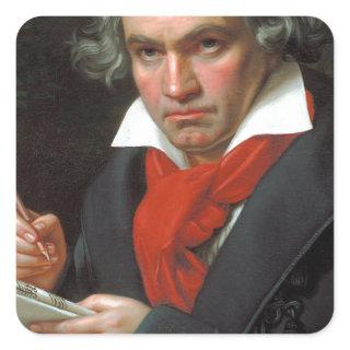 Vintage portrait of composer, Ludwig von Beethoven Square Sticker